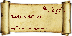 Misák Áron névjegykártya